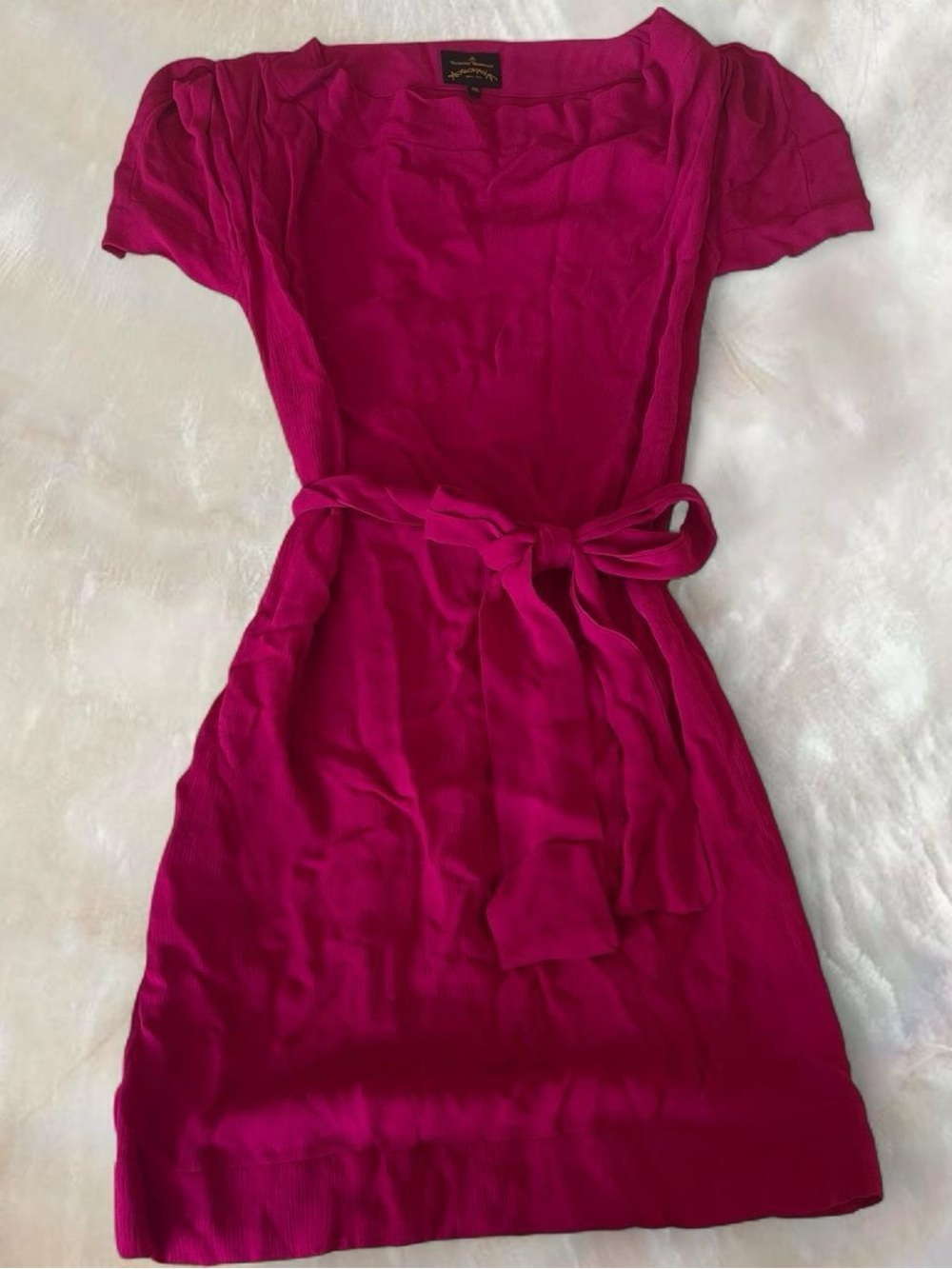 Vivienne Westwood Magenta Short Sleeve Tie-Waist Dress